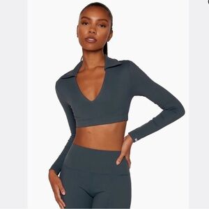 SET ACTIVE Collared Long Sleeved Sports Bra Top